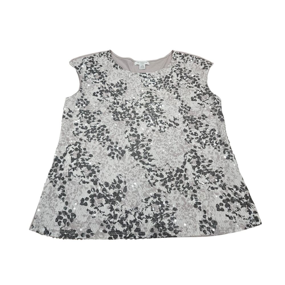 Liz Claiborne Collection Sequin Sleeveless Top Grey Multi 1X NWT Women's Neutral